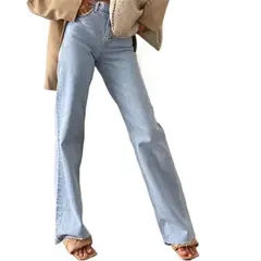 GIOIO - Pantalón Vaquero Mujer Tiro Alto Palazzo Casual