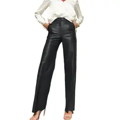 GIOIO - Pantalón recto levanta cola cuero PU talle medio-alto casual
