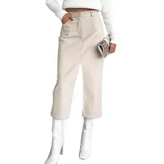 GIOIO - Falda piel PU ajustada forro cálido vintage abertura lateral