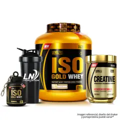 LEVEL PRO - Iso Gold Whey 3 kg vainilla creatina 500 g shaker + porta