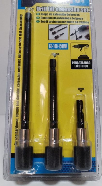 EXTENSION APADTADOR 3 UNIDADES DE 60/100/150MM PARA TALADRO