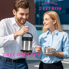 GENERICO - FIAMBRERA LONCHERA TÉRMICA PORTÁTIL ACERO INOXIDABLE 2000ML
