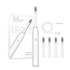 GENERICO - CEPILLO DE DIENTES ELECTRICO IPX7 RECARGABLE BLANCO o NEGRO