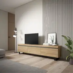 R&R MUEBLES - Mueble para TV estilo Industrial Minsú 3 Puertas