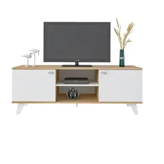 R&R MUEBLES - Mueble para TV Moderna Yako DunaBlanco 2 Puertas