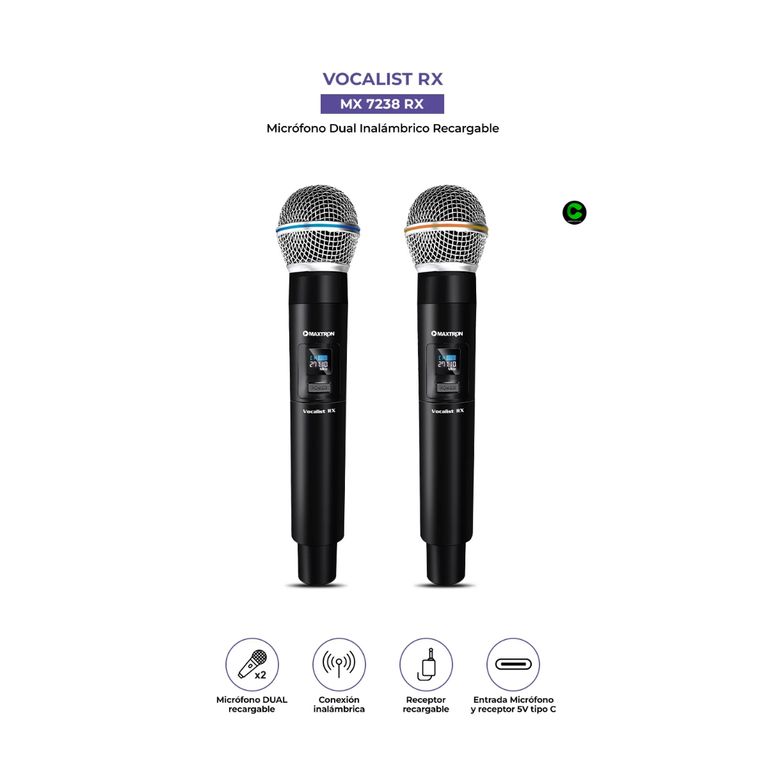Micrófono Vocalist RX MX7238RX Wireless Pack x2