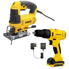 DEWALT - Sierra Caladora 650W 85mm + Atornillador 12V 1 Bat y Carg DWE300-K10