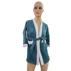 GENERICO - Bata de baño absorbente diseño moderno color Verde azul