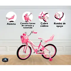 GENERICO - Bicicleta para Niña ARO 16 ROSADO OSCURO