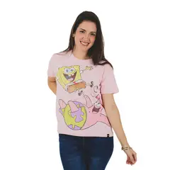 NICKELODEON - Polo Rosado Bob Esponja Mujer Manga Corta