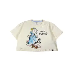 DISNEY - POLO CROP MC CLASICOS DE DAMA MARFIL