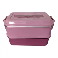 WELL BEING - Lonchera de Acero Inoxidable 2 Niveles 1400ml – Rosado