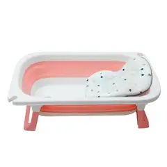 BUYPAL - Bañera Plegable para Bebe con Cojín Compacta y Segura Rosado