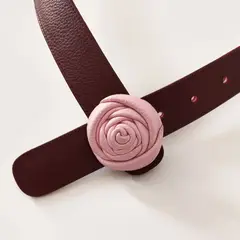 IRISABA - CINTURÓN DE CUERO PARA MUJER ROSSETTA VINO CON ROSA