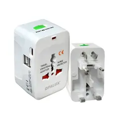 OPALUX - Adaptador Enchufe Multiple Viajero con 2 Entradas USB y 1 Tipo C