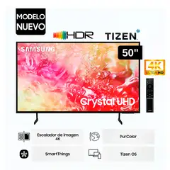 SAMSUNG - Televisor 50 Pulg. Crystal Smart TV Tizen UHD 4K UN50DU7000GXPE