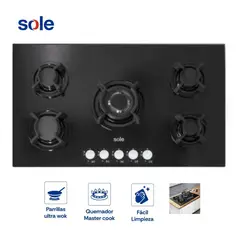 SOLE - Cocina Empotrable a Gas 5 Hornillas SOLCO033 Negro