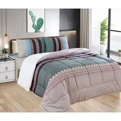 CASATEX - Edredón con Sherpa Premium 2 plazas + Juego de sábanas 100% Algodón