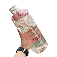 GENERICO - BOTELLA DE AGUA 2L MOTIVACIONAL CON SORBETE Y ASA ROSADO
