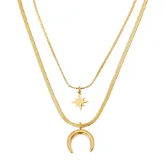 AZZIA JOYERIA - Collar Doble Luna Waterproof