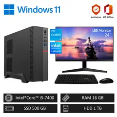 INTEL - Computadora PC Core i5 16GB RAM 500GB SSD 1TB HDD + Monitor LED 24 pulg