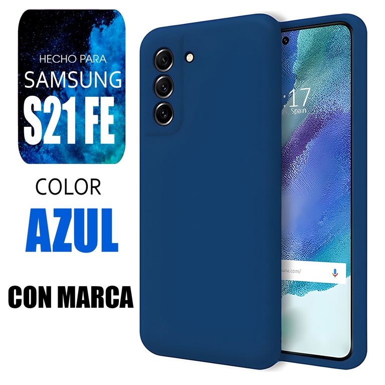 Silicone Case Para S21 FE Azul Con Marca