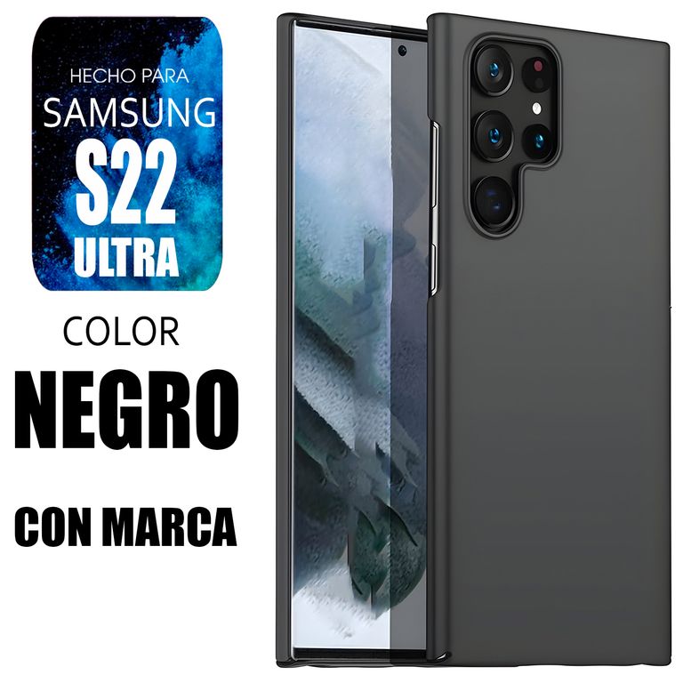 Silicone Case Para S22 Ultra Negro Con Marca
