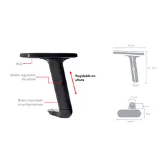 OFIDEAS - Brazos De Silla Giratoria Regulable PU - ZF Par Negro