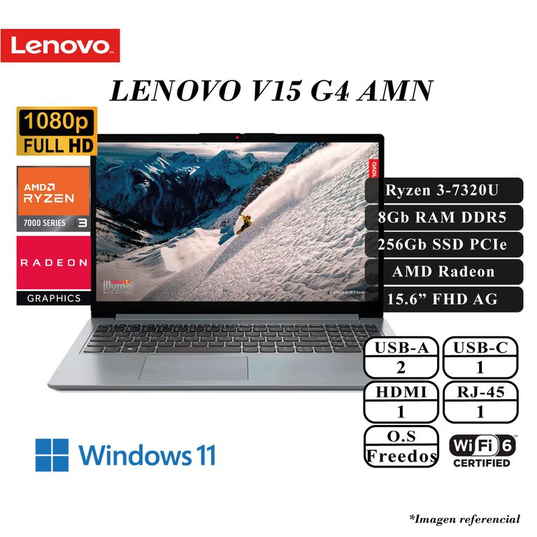 LAPTOP V15 G4 AMN AMD RYZEN 3 -7320U 8GB DDR5 256GB SSD AMD RADEON 15.6 FHD