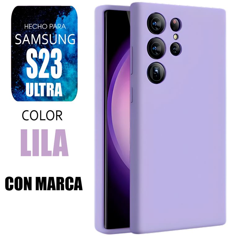 Silicone Case Para S23 Ultra Lila Con Marca