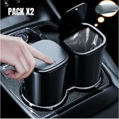 GENERICO - Tacho Basura Para Auto y Oficina Botón Pulsador + Bolsas X2