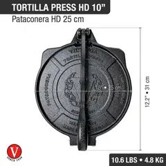VICTORIA - PRENSA PARA TORTILLAS DE HIERRO FUNDIDO DE 25 CM DE DIAMETRO