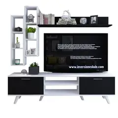 GENERICO - Centro de Entretenimiento Mesa + Repisa Flotante Holly - Vaquita Home