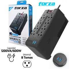 FORZA - Estabilizador De Voltaje Fvr-1222 usb 1200va 600w
