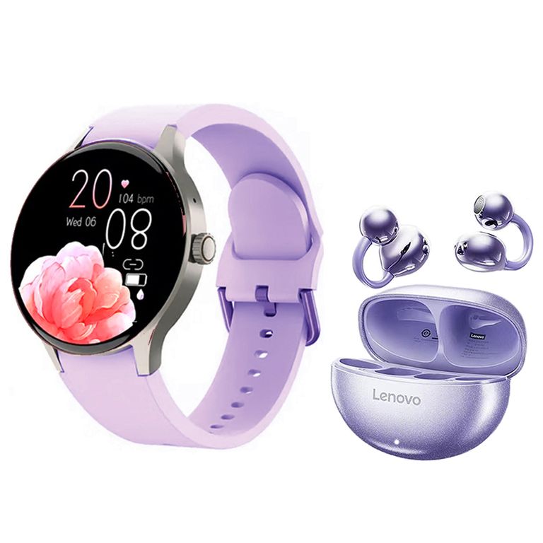 Reloj inteligente Toumi Y80 Morado y Audifonos TA140 -P