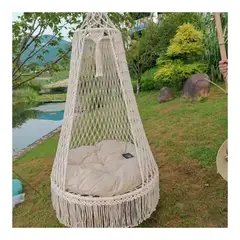 GENERICO - Silla Colgante Hamaca Acolchonada Blanca Premium 150cm