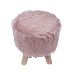 GRETAIL - Taburete Banquito Banco De Felpa Madera 30cm Rosado