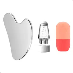 GENERICO - Gua Sha de Acero +Aplic de Aceite Capilar+Aplic Hielo Facial