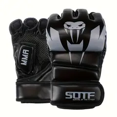 OEM - Guantes SOTF M02-1 Kick Boxing MMA Profesional Negro
