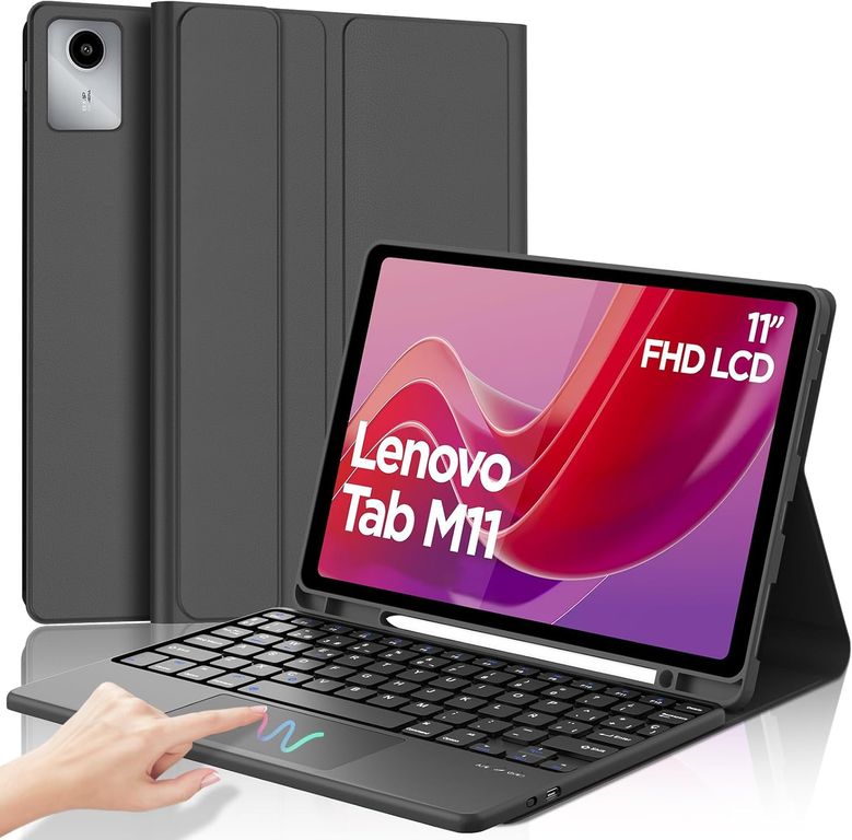 Funda Con Teclado Bluetooth Touchpad para Lenovo M11 K11 - NEGRO