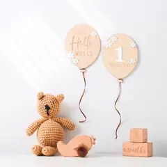 LUCALAND - TARJETAS DE MESES GLOBO PARA BEBÉS