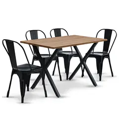 NOVAHUS - Comedor New Jersey 75x70x120 4 Sillas Tolix Industrial