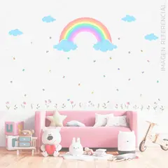 GENERICO - Decoración Infantil en Vinil Premium Aventura Mágica Bajo el Arcoíris Grande y de Larga Duración
