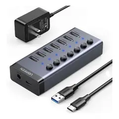 UGREEN - Hub de 7 Puertos USB 3.0 Adaptador Interruptor LED