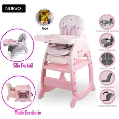 CONFORT - Silla de Comer 3 en 1 Panda + Juego de Lego Rosado