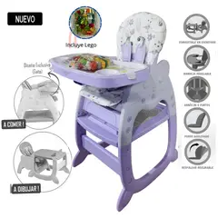CONFORT - Silla de Comer 3 en 1 Panda + Juego de Lego Morado