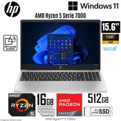 HP - Laptop 255 G10 AMD Ryzen 5 7530U 16GB RAM 512GB SSD 15.6" HD Silver - B03DZAT