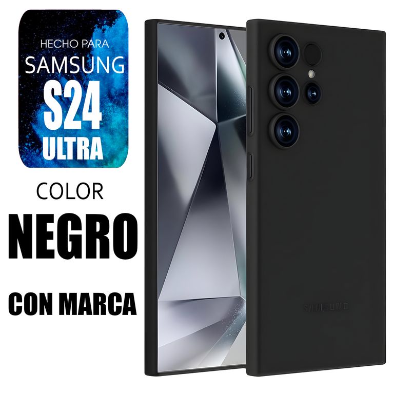 Silicone Case Para S24 Ultra Negro Con Marca