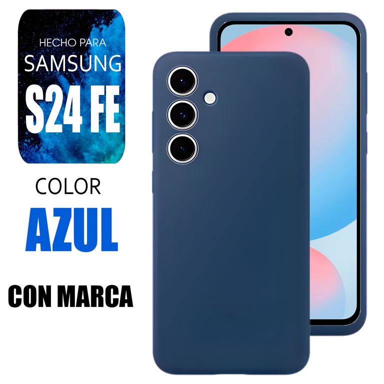 Silicone Case Para S24 Fe Azul Con Marca