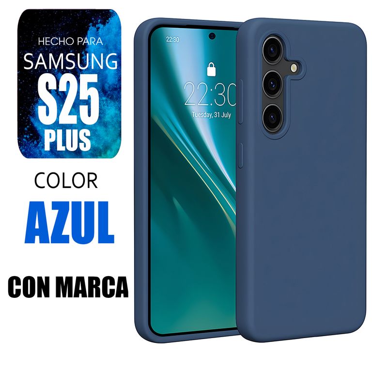 Silicone Case Para S25 Plus Azul Con Marca
